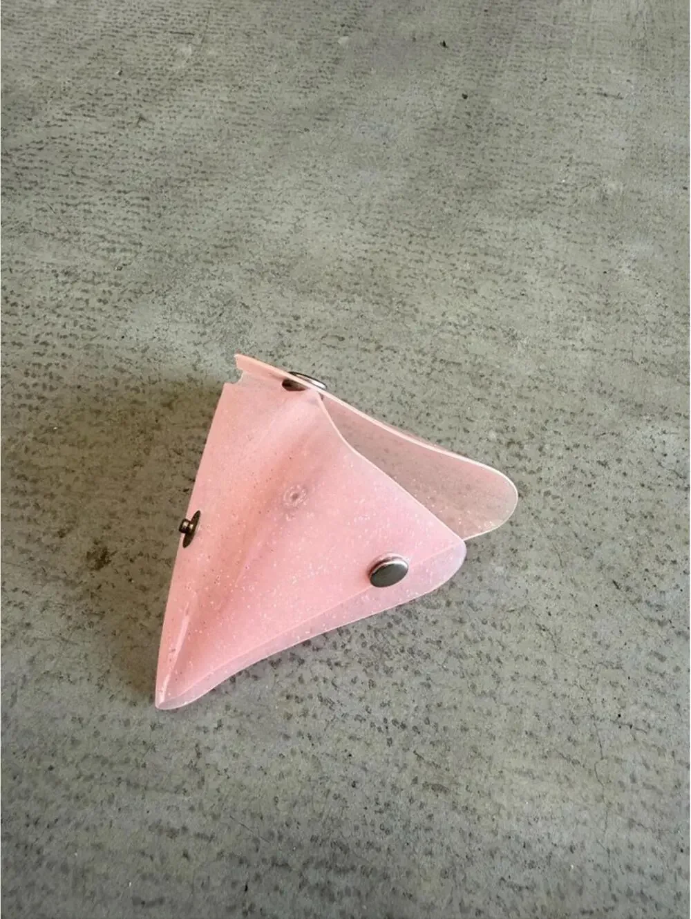 Pink Glitter Triangle Coin Pouch / Mini Snap Storage Case